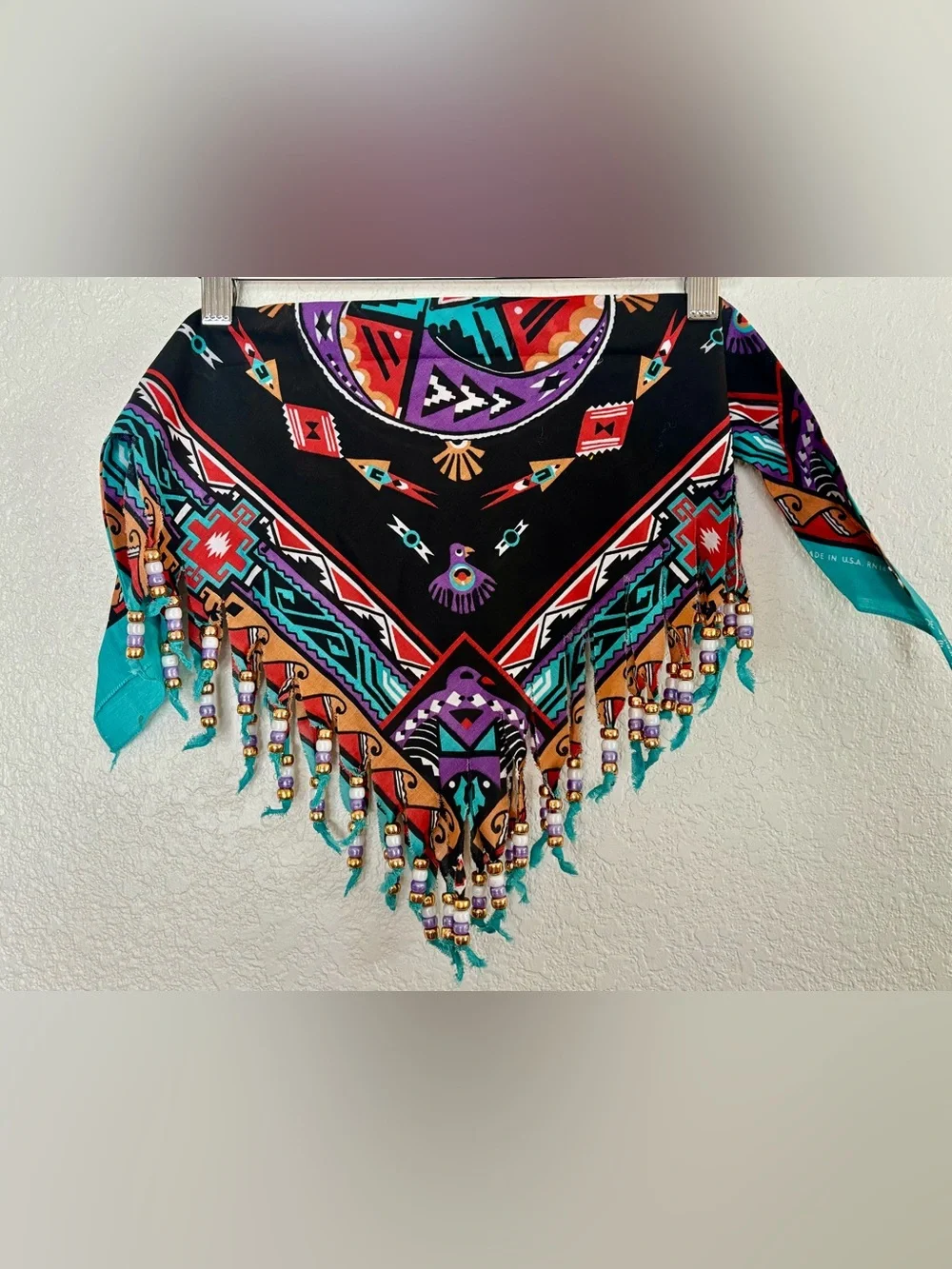Vintage Wamcraft Beaded Western Bandana Scarf
